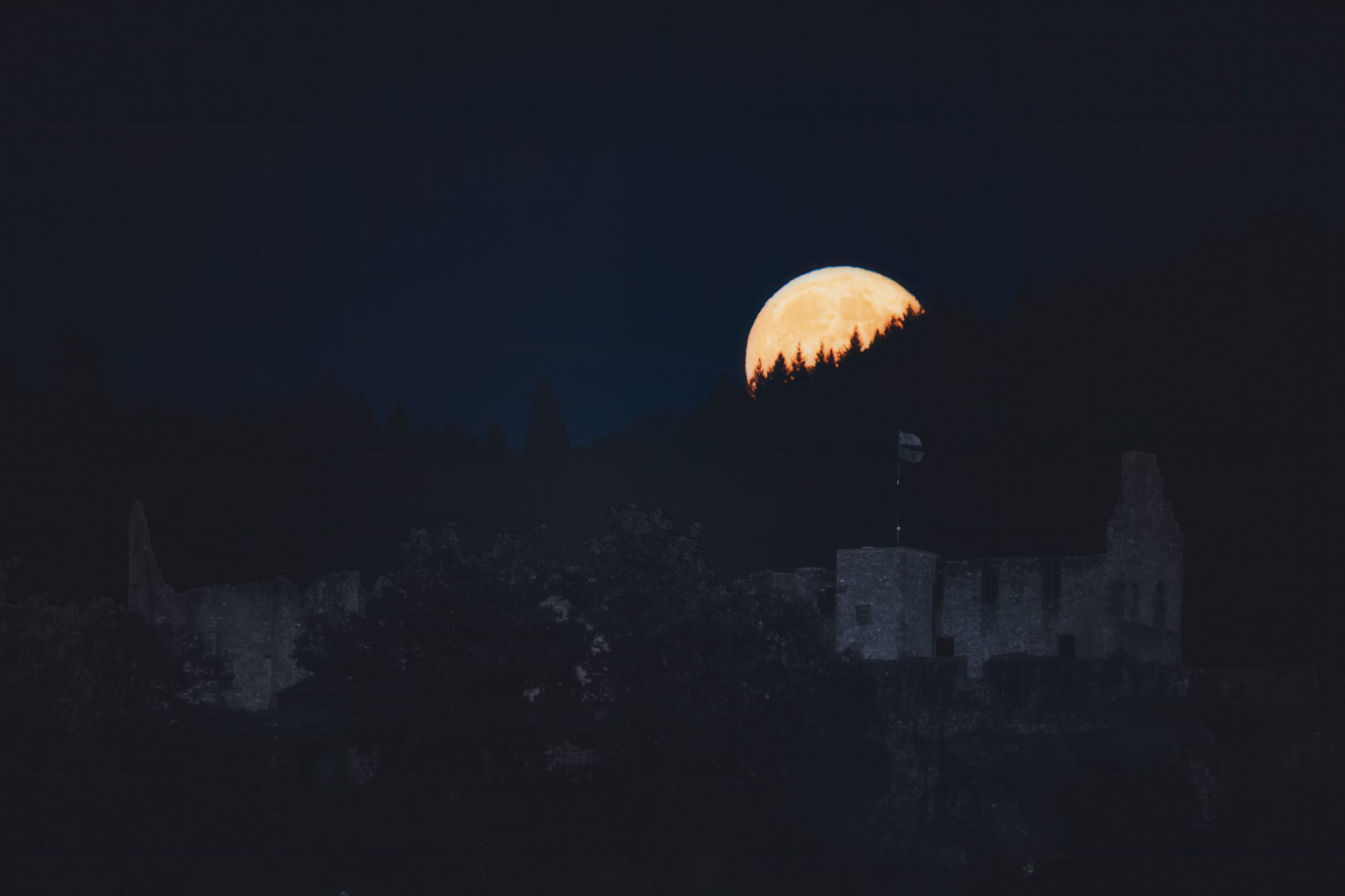 Harvest Moon 2025 Supermoon Over Hochburg Castle