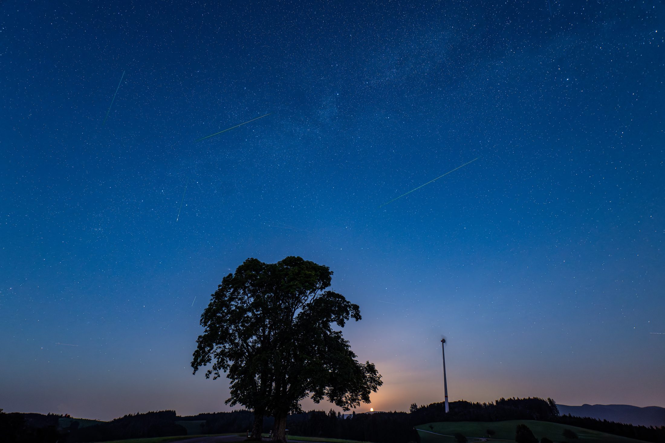 Perseid Meteor Shower over Scheerberg, Freiamt
