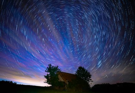 Star Trails Over Rustic Barn